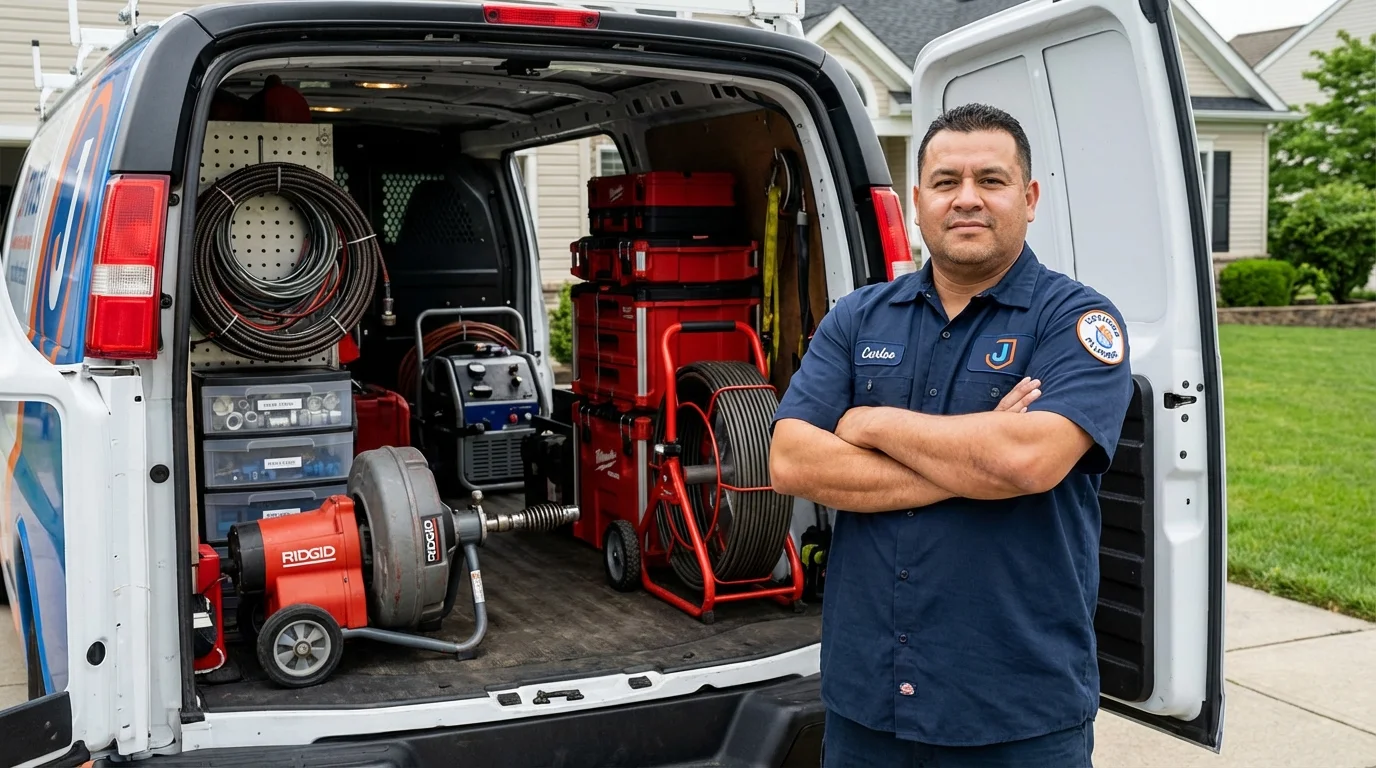 Professional drain cleaning equipment and Johns Plumbing LLC plumber in Elgin